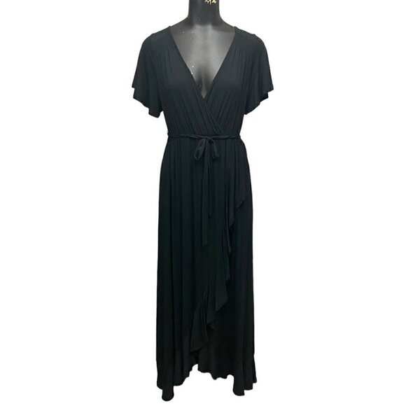 NEW Isabel Maternity Ruffle Midi Dress in Black Size Small - Picture 1 of 7